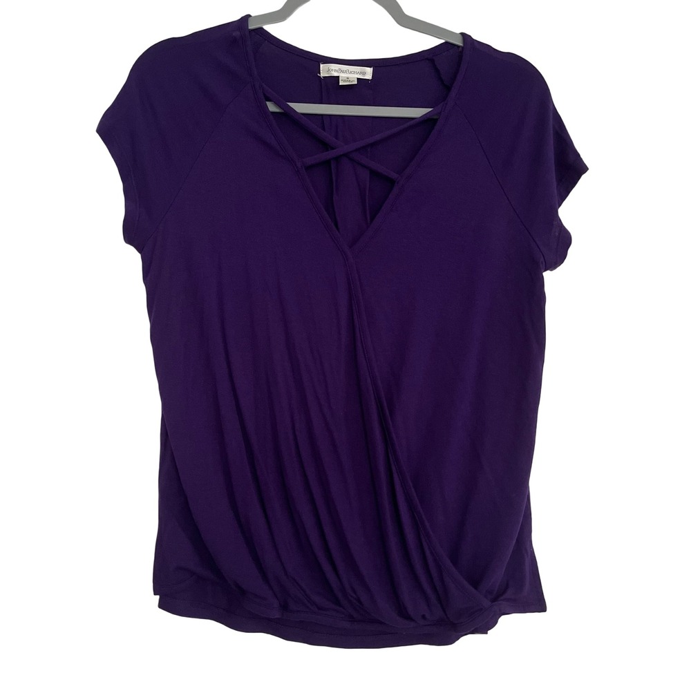 John Paul Richard Blouse Women S Purple Good Surplice Strappy V-Neck Cap Sleeve